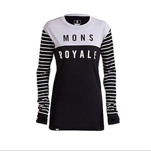 Mons Royale Women's Black & White Long Sleeve Tee